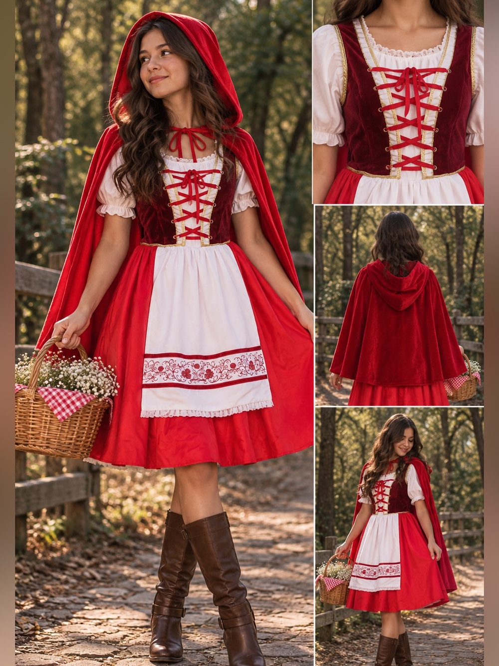 ❤️ Vintage Little Red Riding Hood Costume – Women’s XS – 3 Piece Set